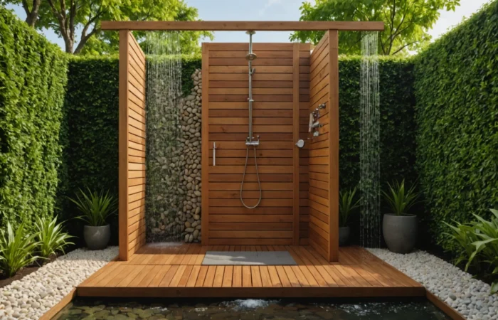 pare-vue pour douche de jardin